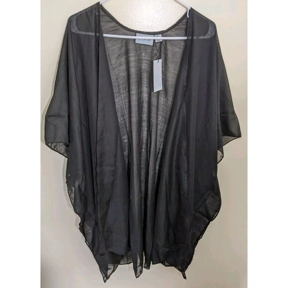 The Jetset Diaries TJD Kaftan Kimono Cover Up Black Sheer One Size Fits Most - Picture 4 of 8
